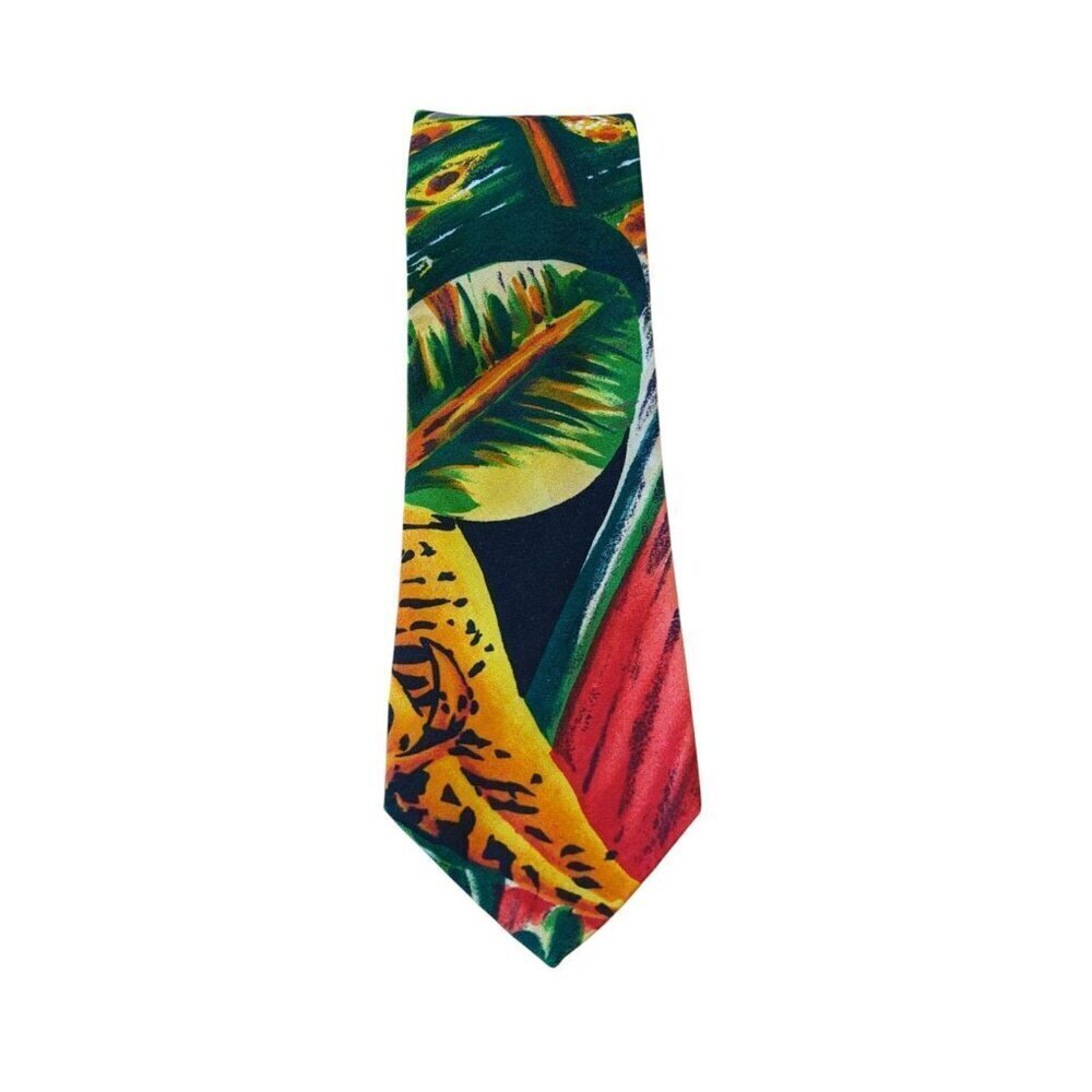 Vicky Davis Necktie Tie New York Designer Tropical Island Colorful Bold Cotton